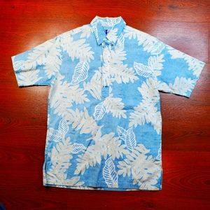 Vintage RJC Men's Hawaiian Shirt Size L. Light Bl